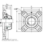 FYH UCF Square Flange Type (Cylindrical Hole, with Cover) (Mounted Bearing)