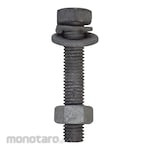 monotaro.id Hex Bolt High Tensile HOTDIP Galvanized Steel Nut 8.8 HDG Full Thread Set Flat Ring + Spring Ring Small Pack (Baut Mur Hexagonal)
