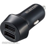 ELECOM Cigar Socket Car Charger Total Output 12W 2 Port USBA x2 Black