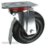 Atlas Workholders Pneumatic Roller Bearing Wheeled Castors with Braked Swivel Plate