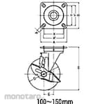 HAMMER CASTER 413S, with Universal Vehicle Stopper (Rubber Integrated Wheels, with Roller Bearings)