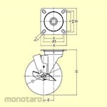 HAMMER CASTER 419S, with A Free-Wheel Stopper (Iron Plate Wheel, Rubber Car, B Entry)