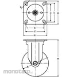 HAMMER CASTER 420JRP Fixed Car (Iron Plate Wheel, Rubber Car, Radial Ball Bearing Input)