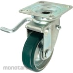 Yuei Caster Jb Type Swivel (Urethane Wheel, Double Bearing) With Lever Type Double Stopper