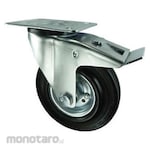 Atlas Workholders Braked Swivel Plate Rubber Tyre, Steel Centre