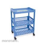 Green Leaf Three-Tier Plastic Shelf with Wheels (Rak Plastik)