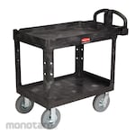Rubbermaid Heavy Duty Ergo Handle Utility Cart With Pneumatic Casters Lipped Shelf