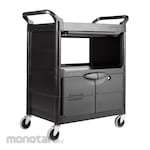 Rubbermaid Service Cart With Lockable Doors And Sliding Drawer