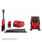 MILWAUKEE M12 FUEL Box Ratchet Kit + M12 Inflator