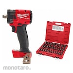 MILWAUKEE Cordless Impact Wrench M18 + Socket Set (Mesin Pembuka Baut Baterai)