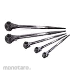 SUPER TOOL Double-Size Ratchet Wrench (Reversible Claw) with Slide Hole (Kunci Ring Ratchet)