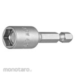 ASW Socket bit with magnet, insertion angle 6.35 x width across flats 10.0 mm, total length 50 mm