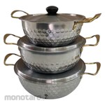 TLC Hammered Soup Pot Set S/S with Gold Handle
