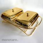 Oxone Food Warmer Gold Double Oblong