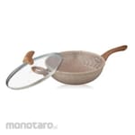 Viera Marble Wok Non Stick Free Tutup Kaca & Rak Penggorengan