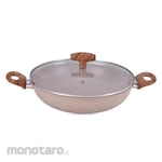 Viera Marble Wok With 2 Handle + Glass Lid