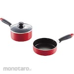 PEARL METAL Frying Pan Set Compact Fluorine Processing IH-Compatible with Glass Lid