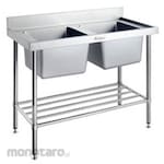 Simply Stainless Double Sink Bench With Splash Back