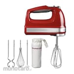 KitchenAid Mixer Tangan dengan Aksesori Pengocok, Pengait Adonan, dan Pengocok Balon Warna Merah (Mixer)