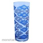 Kimglass Gelas Highball Tinggi dengan Motif Berlian Biru (Cangkir Kaca)