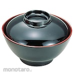 ENTEC Melamine Kasumi-Style Soup Bowl Inner Vermilion Lid