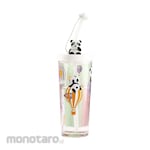 Luminarc Glass Tumbler Bucolique Lille Scale (Panda) With Straw + Air Tight