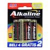 ABC Alkaline Battery AA LR6  1pack(4+2pcs) Millenium Power 4B+2B