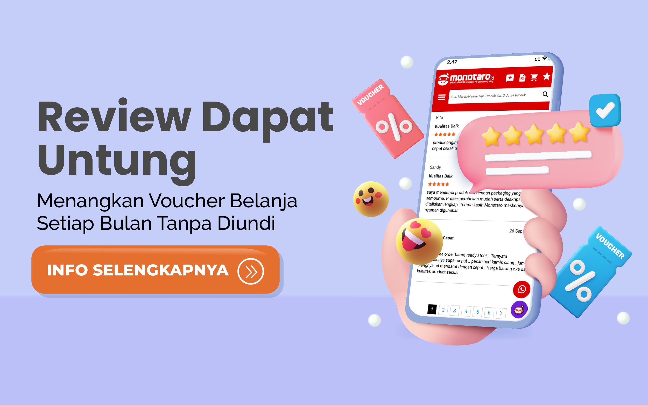 Ulas Produk Dapat Voucher Rp 50.000 hingga Rp 75.0000